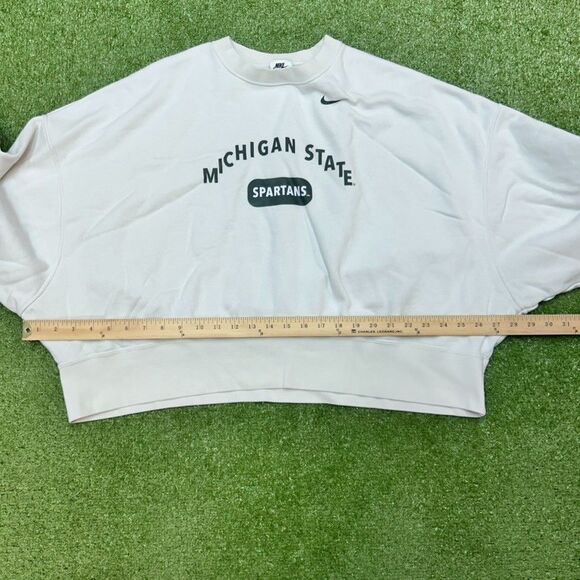 Nike Michigan State Spartans Cropped Crewneck Sweatshirt Womens Size Large White - Picture 4 of 5